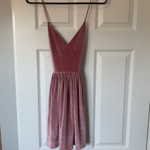 Pink velvet spring/summer dress
